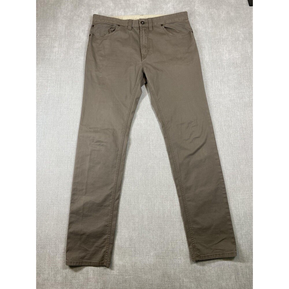 PrAna Pants Mens 36x32 Brown Slim Fit Stretch Organic Cotton Khaki Denim Casual